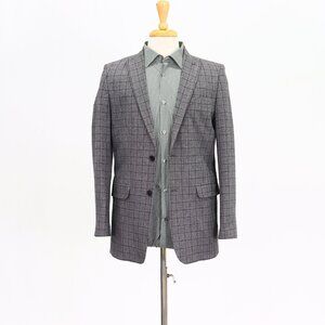 Calvin Klein 38S Gray Check 2-Button Sport Coat Blazer Jacket T147